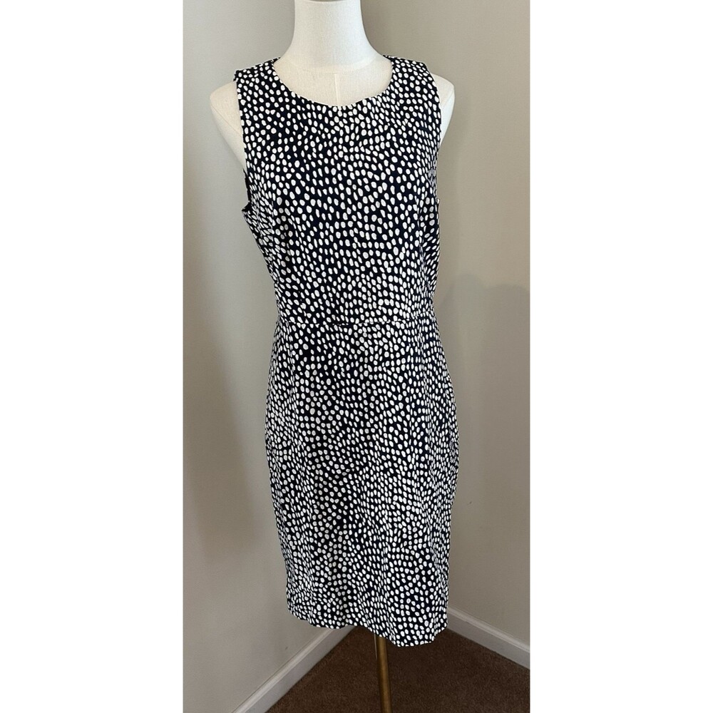 J. Crew Black and White Dot-Print Sleeveless Midi Dress